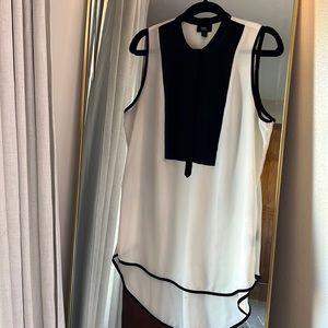 Mossimo Flowy High Low Hi Lo Tunic Sheer Black White